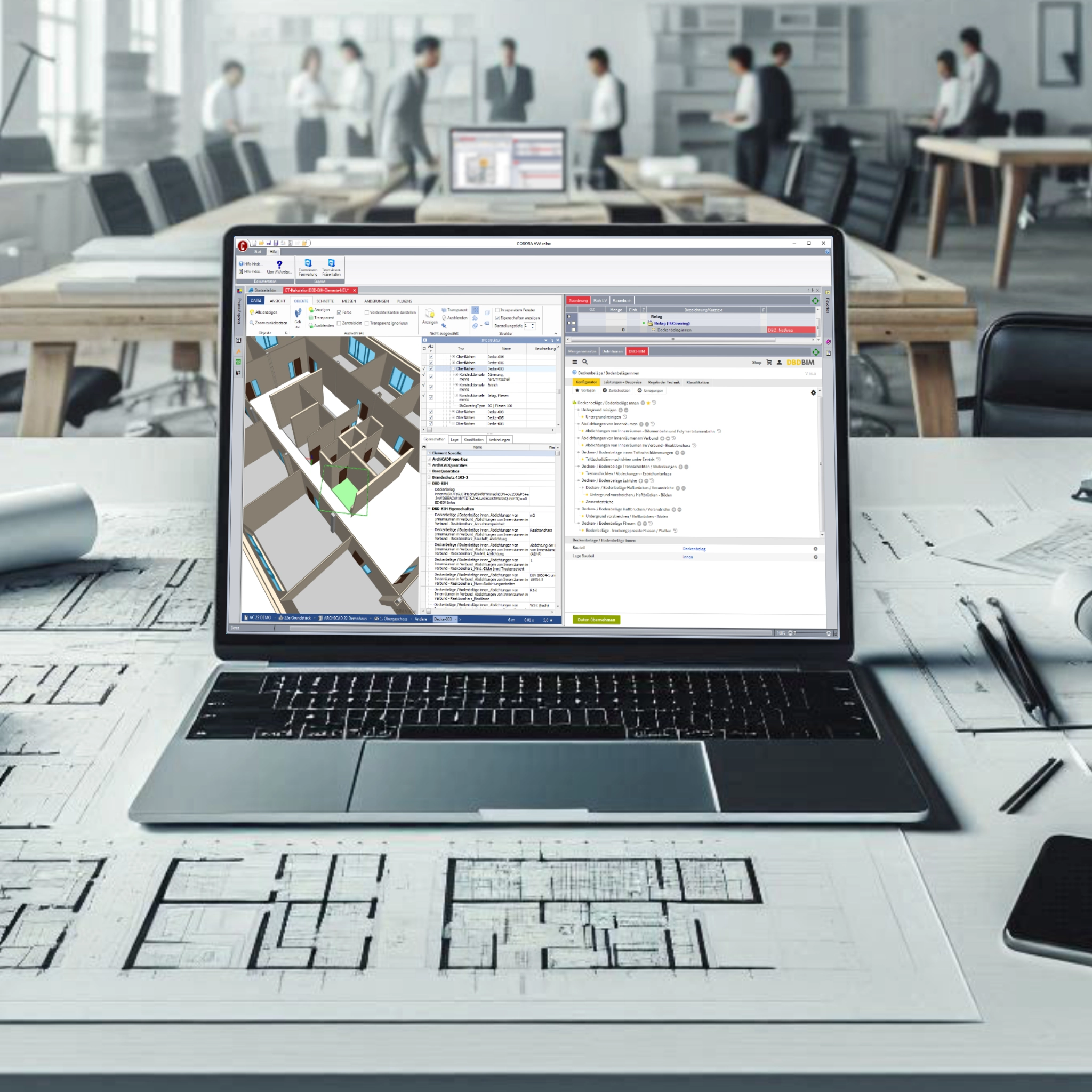 DBD BIM-LV-Container, die Bauwerksmodelle (IFC-Dateien), Leistungsverzeichnisse (GAEB-Dateien) sowie deren Verlinkung enthalten.