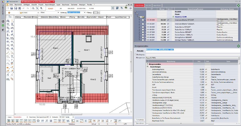 Mit AVA.relax und CasCADos Bauteilkalkulation können Sie in Ihrem Leistungsverzeichnis Massenermittlungen prüfen